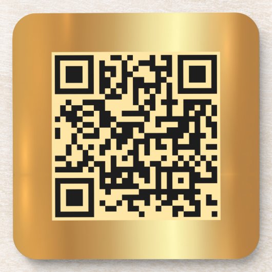 Uw aangepaste tekst QR-code Gold Logo Square Sjabl Bier Onderzetter (Voorkant)