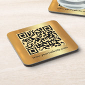 Uw aangepaste tekst QR-code Gold Square Sjabloon Bier Onderzetter (Linkerzijde)