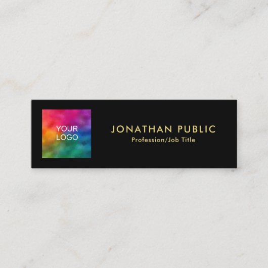 Uw aangepaste tekst QR-code Logo-naam Black Gold M Contactkaartje (Voorkant)