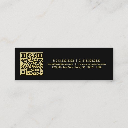 Uw aangepaste tekst QR-code Logo-naam Black Gold M Contactkaartje (Achterkant)