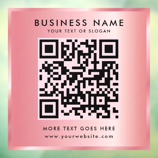Uw aangepaste tekst QR-code Logo Rosegold-Sjabloon Raamsticker (Vel 3)