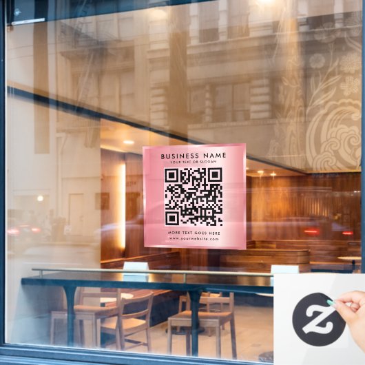 Uw aangepaste tekst QR-code Logo Rosegold-Sjabloon Raamsticker (Cafe Raam)