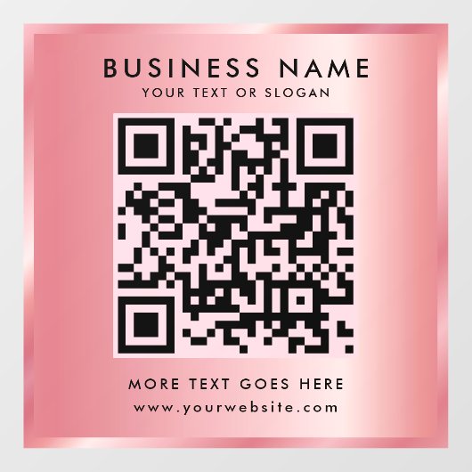 Uw aangepaste tekst QR-code Logo Rosegold-Sjabloon Raamsticker (Vel)