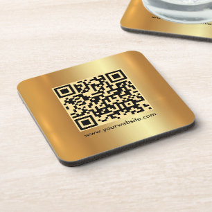 Uw aangepaste tekst QR-code Sjabloon Gold Square Bier Onderzetter