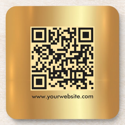 Uw aangepaste tekst QR-code Sjabloon Gold Square Bier Onderzetter (Voorkant)