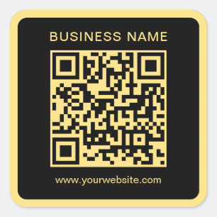 Uw aangepaste tekst QR-code zwart en goud scanbaar Vierkante Sticker
