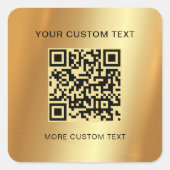 Uw aangepaste tekst scanbare QR-code Glamour Gold Vierkante Sticker (Voorkant)