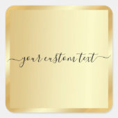 Uw aangepaste tekst Script Typografie Goud Sjabloo Vierkante Sticker (Voorkant)