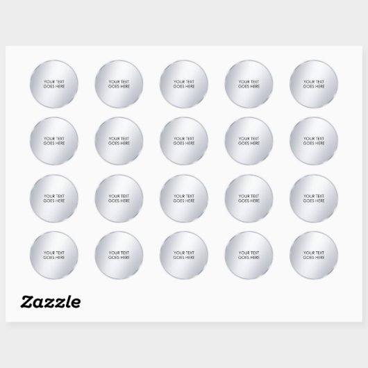 Uw aangepaste tekst sjabloon Glam Metallic Zilver Ronde Sticker (Vel)