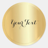 Uw aangepaste tekst Sjabloon Glamour Faux Gold Ronde Sticker (Voorkant)