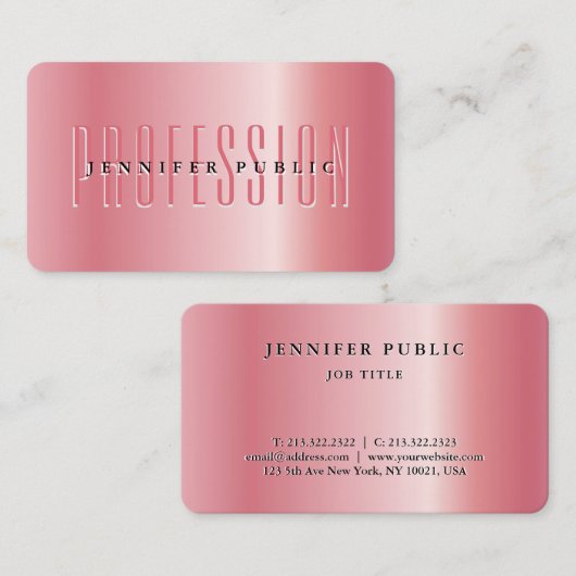 Uw aangepaste tekst Sjabloon Luxe Elegant Roos Gol Visitekaartje (Voorkant / Achterkant)