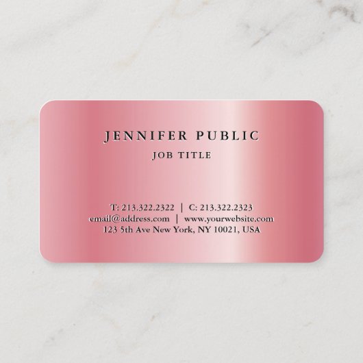 Uw aangepaste tekst Sjabloon Luxe Elegant Roos Gol Visitekaartje (Achterkant)