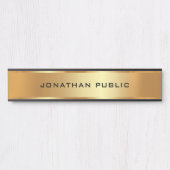 Uw aangepaste tekst Sjabloon zwart en goud elegant Deurbordje (Voorkant)