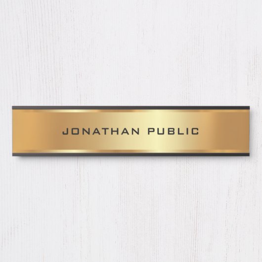 Uw aangepaste tekst Sjabloon zwart en goud elegant Deurbordje (Voorkant)