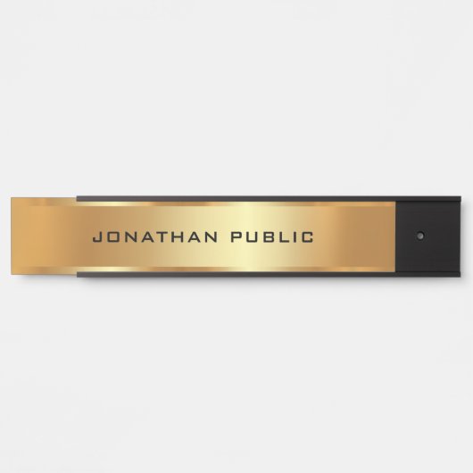 Uw aangepaste tekst Sjabloon zwart en goud elegant Deurbordje (Voorkant)