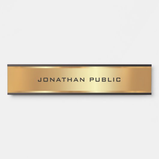 Uw aangepaste tekst Sjabloon zwart en goud elegant Deurbordje (Voorkant)