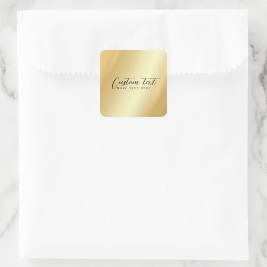 Uw aangepaste tekst typografie script goud sjabloo vierkante sticker (Tas)