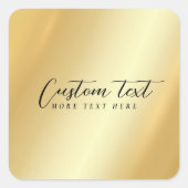 Uw aangepaste tekst typografie script goud sjabloo vierkante sticker (Voorkant)