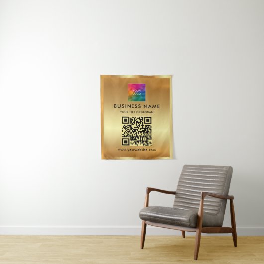 Uw aangepaste tekst Upload Business Logo Achtergro Wandkleed (In situ)