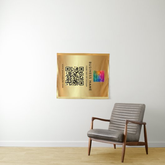 Uw aangepaste tekst Upload Business Logo Achtergro Wandkleed (In Situ (horizontaal))