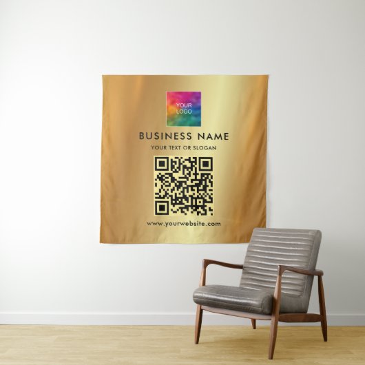 Uw aangepaste tekst Uploaden Bedrijf Logo Gold Ach Wandkleed (In situ)