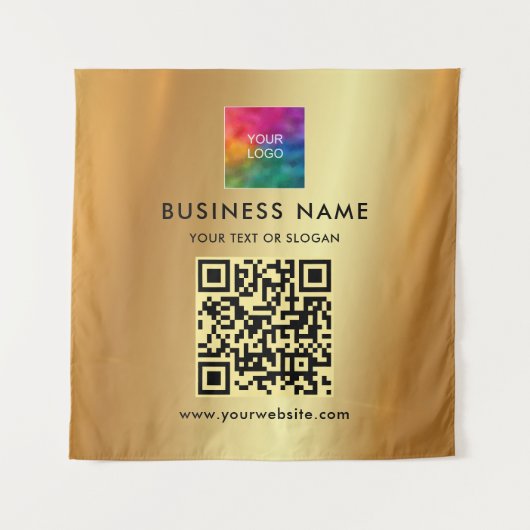 Uw aangepaste tekst Uploaden Bedrijf Logo Gold Ach Wandkleed (Voorkant)