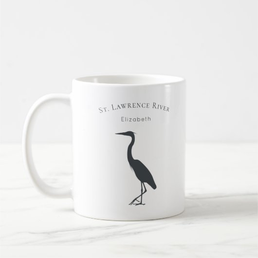 uw aangepaste tekstnaam Great Blue Heron silhouet Koffiemok (Links)