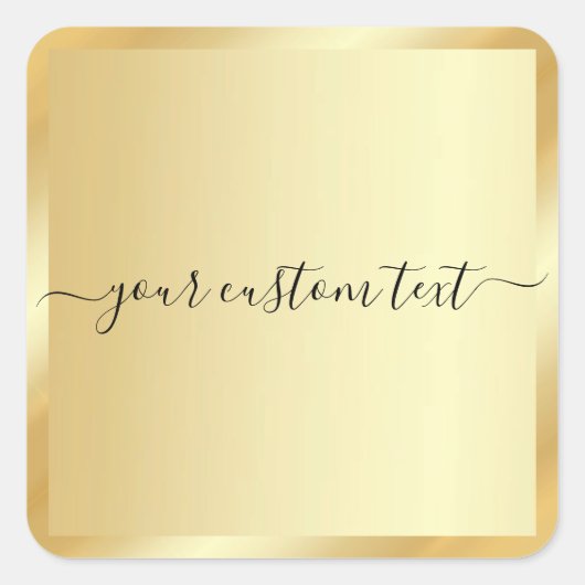 Uw aangepaste tekstscript Typografie Goud Sjabloon Vierkante Sticker (Voorkant)
