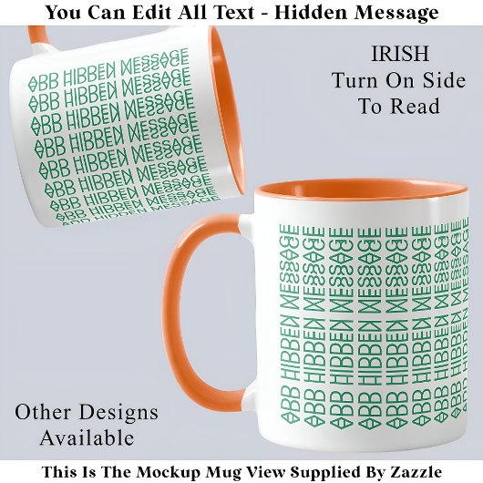 Uw aangepaste verborgen bericht Ierse vlag 150GW F Mok