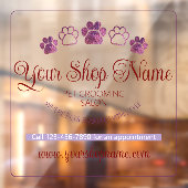 Uw aangepaste winkelnaam Pet Salon Business Front Raamsticker (Vel 2)