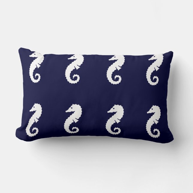 Uw aangepaste ZEEHAAIWITTE op NAVY BLUE PILLOW Kussen (Voorkant)