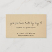 Uw aankoop maakte mijn dag dank u pakket invoegen visitekaartje (Voorkant)