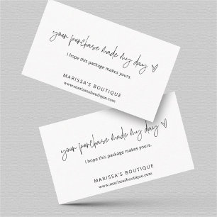 Uw aankoop maakte mijn dag dank u pakket invoegen visitekaartje