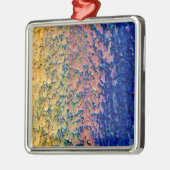 Uw achtergrond aangepaste Premium Square oranje Metalen Ornament (Links)