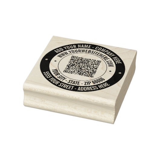 Uw adres ronde QR-code Rubber Stamp Sjabloon Rubberstempel (Stempel)