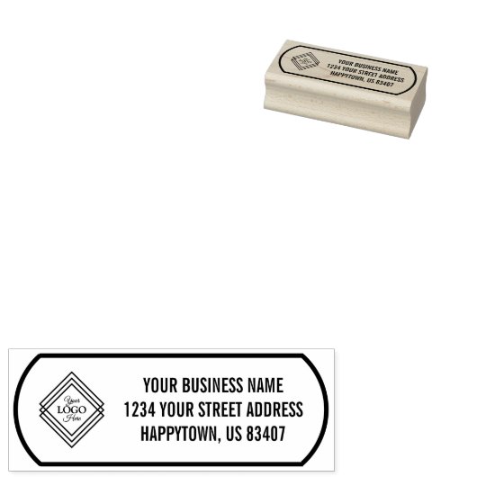 Uw adres van de Logo van uw bedrijf Rubberstempel (Gestempeld)