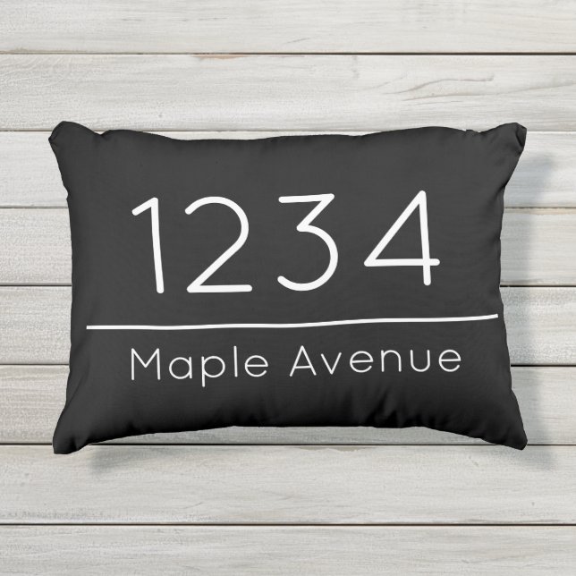 Uw adres Zwart Witte Huis Nummer Straatnaam Buitenkussen (Voorkant)