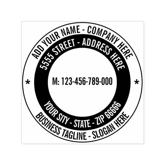 Uw adresnaam Ronde Zelfinkkend Stempel (Design)