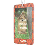 Uw Afbeelding en tekst op rode gestructureerde ach Luchtverfrisser (Links)