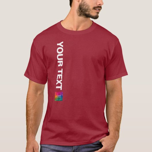 Uw Afbeelding Foto of Logo Maroon Rode Sjabloon Ma T-shirt (Voorkant)