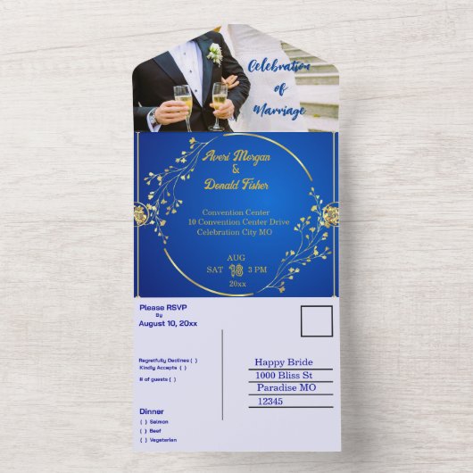 (uw Afbeelding) Gemakkelijk gepersonaliseerde brui All In One Uitnodiging (Binnen)