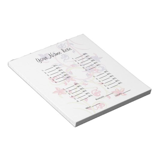 Uw Afbeelding hier Bunco-blad/Kaart Notitieblok (Schuin)