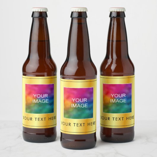 Uw afbeelding of logo hier Moderne nepgouden sjabl Bier Etiket (Flessen)