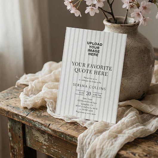 Uw Afbeelding Stripe Sage Vrijgezellenfeest Kaart