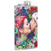 Uw Afbeelding toevoegen | Floral Heart Lijst Heupfles (Rechts)