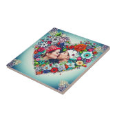 Uw Afbeelding toevoegen | Floral Heart Lijst Tegeltje (Zijkant)