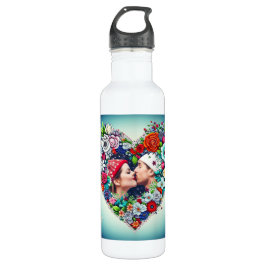 Uw Afbeelding toevoegen | Floral Heart Lijst Waterfles
