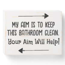 Uw Aim Funny Wooden Bathroom-teken
