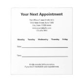 Uw arts zal u herinneren aan uw volgende afspraak notitieblok (Voorkant)