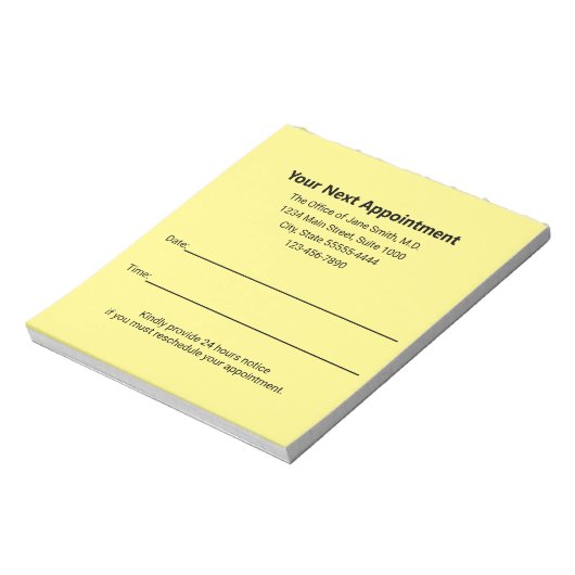 Uw arts zal u herinneren aan uw volgende afspraak notitieblok (Linkerzijde)